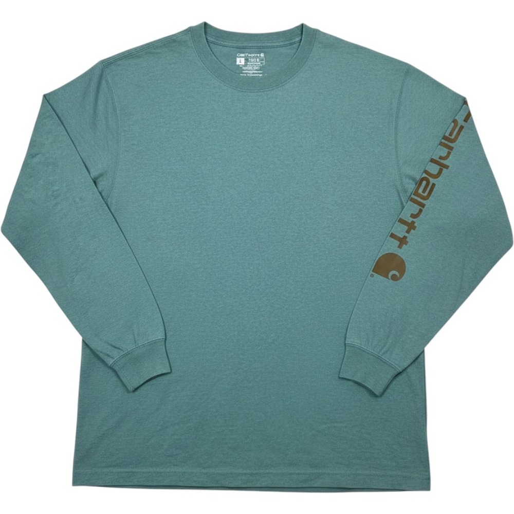 Carhartt WIP Chase Long Sleeve T-Shirt Mens L Teal Grey Loose Fit Workwear Lot 2 - Picture 2 of 6